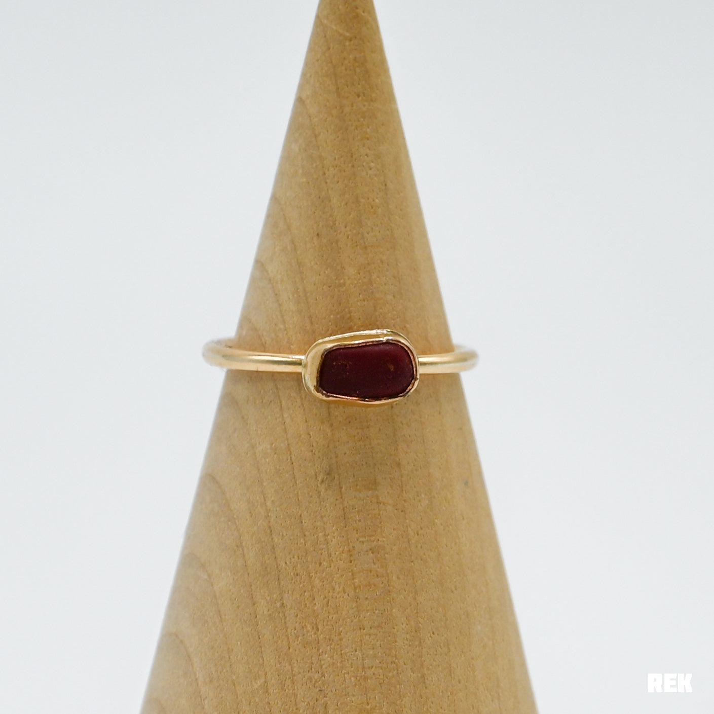 Gold fill horizontal red sea glass size 7.25