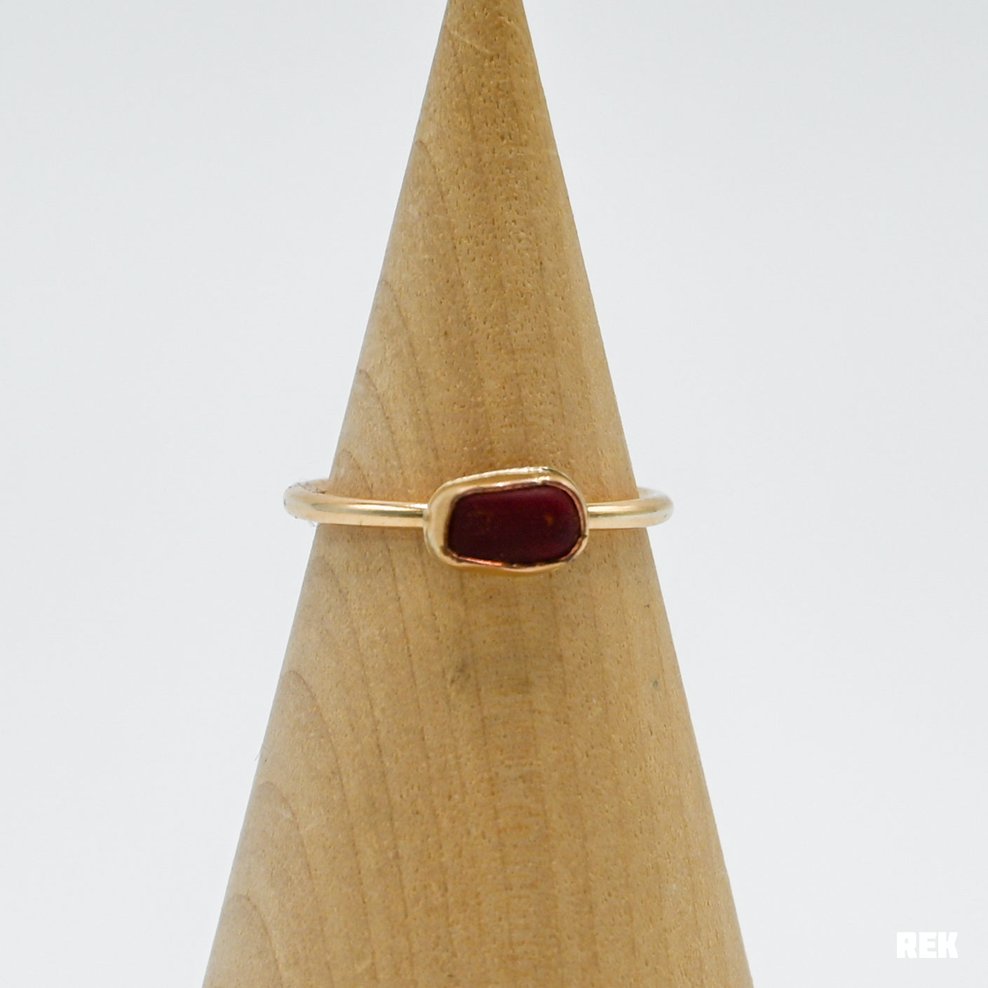 Gold fill horizontal red sea glass size 7.25