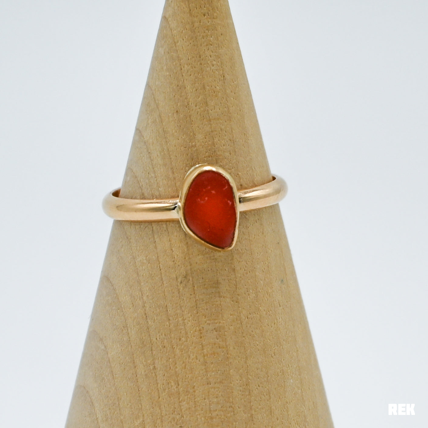 Gold fill rare orange sea glass size 7.75