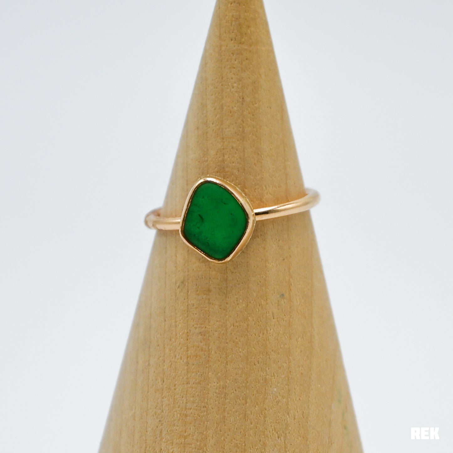 Gold fill julep green sea glass size 7.25