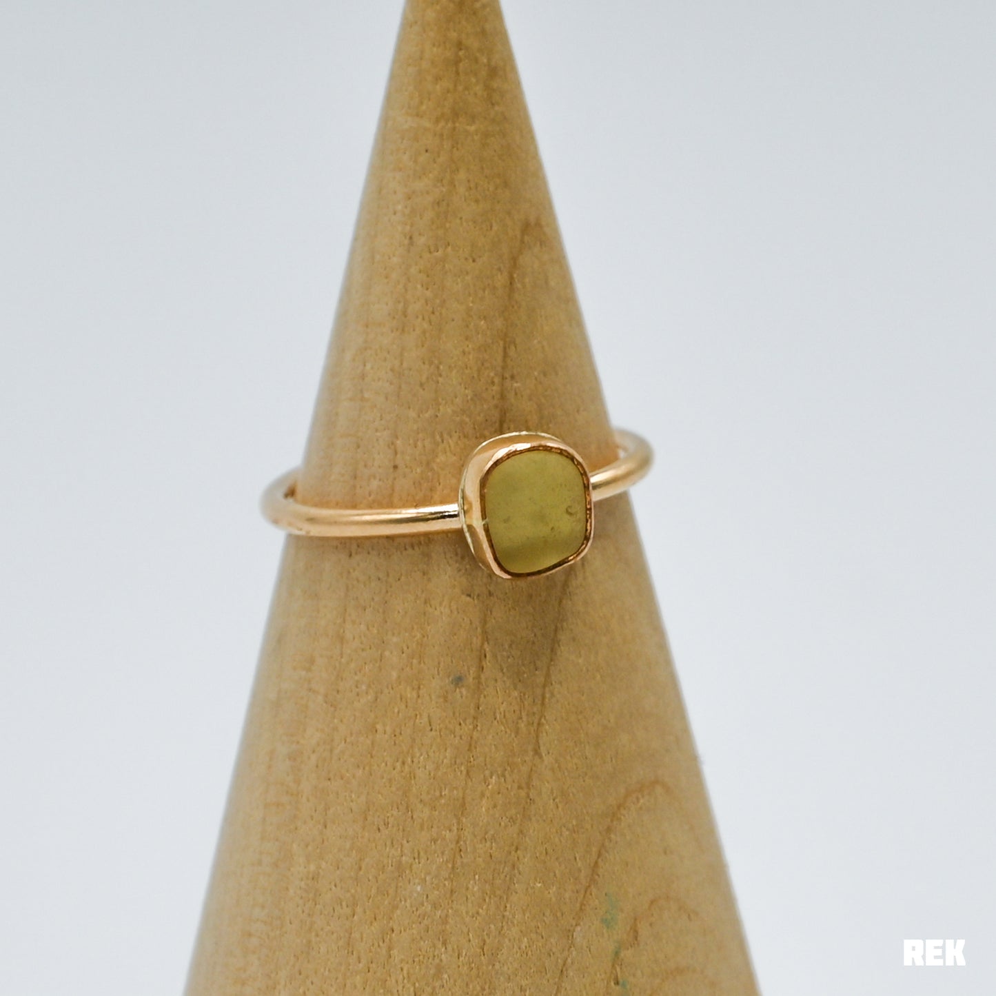 Gold fill yellow sea glass size 7.5