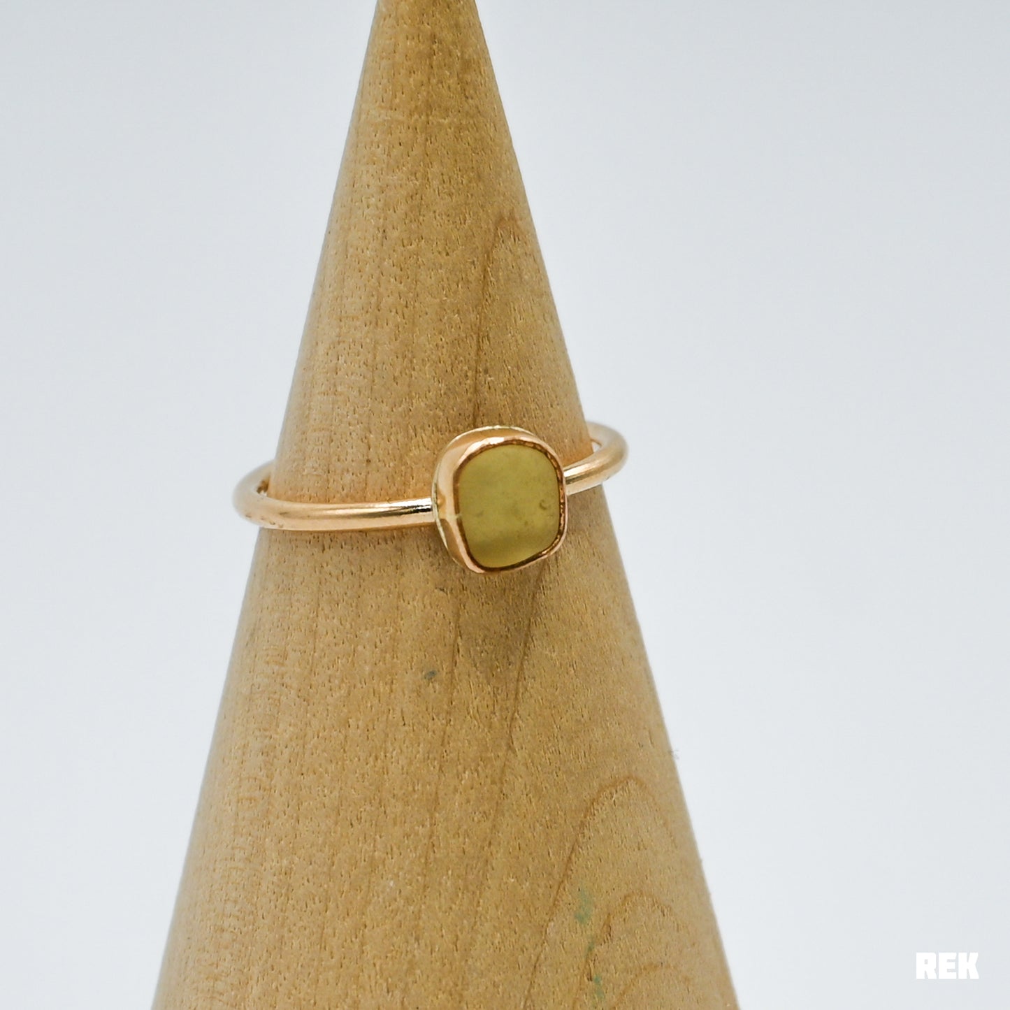 Gold fill yellow sea glass size 7.5