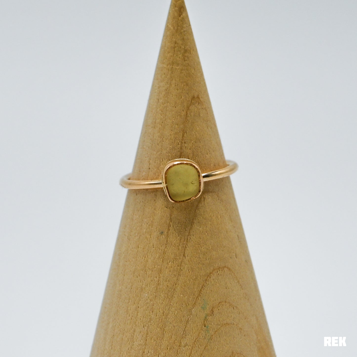 Gold fill yellow sea glass size 7.5