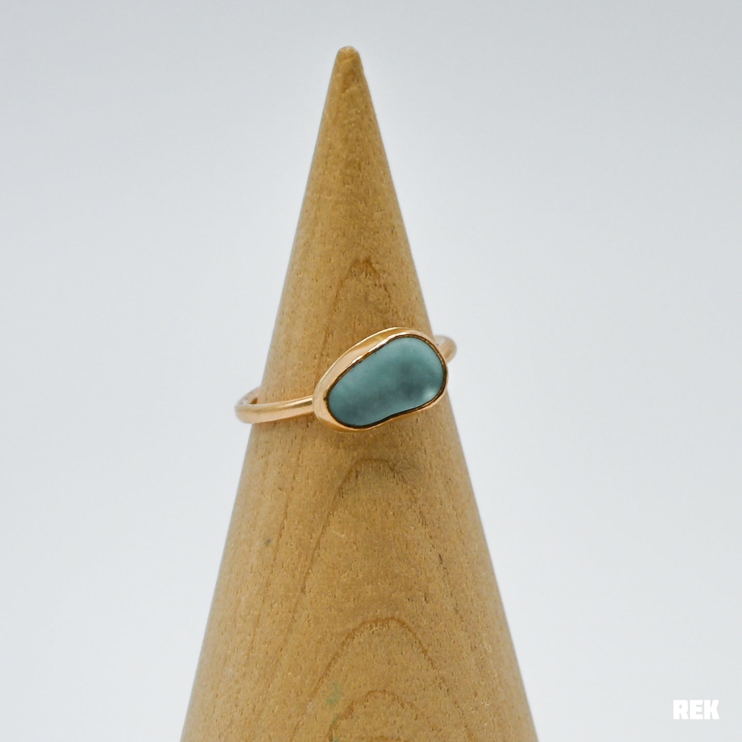 Gold fill aqua sea glass horizontal size 5.5
