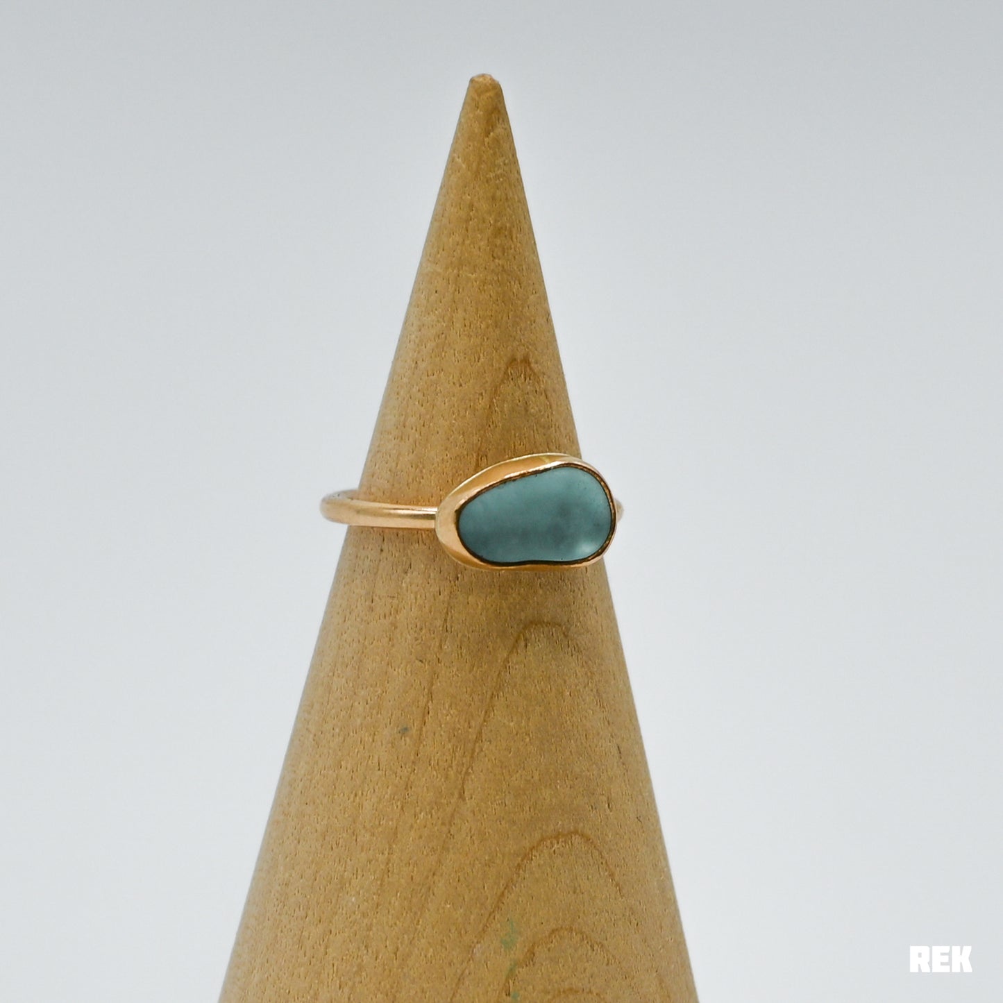 Gold fill aqua sea glass horizontal size 5.5