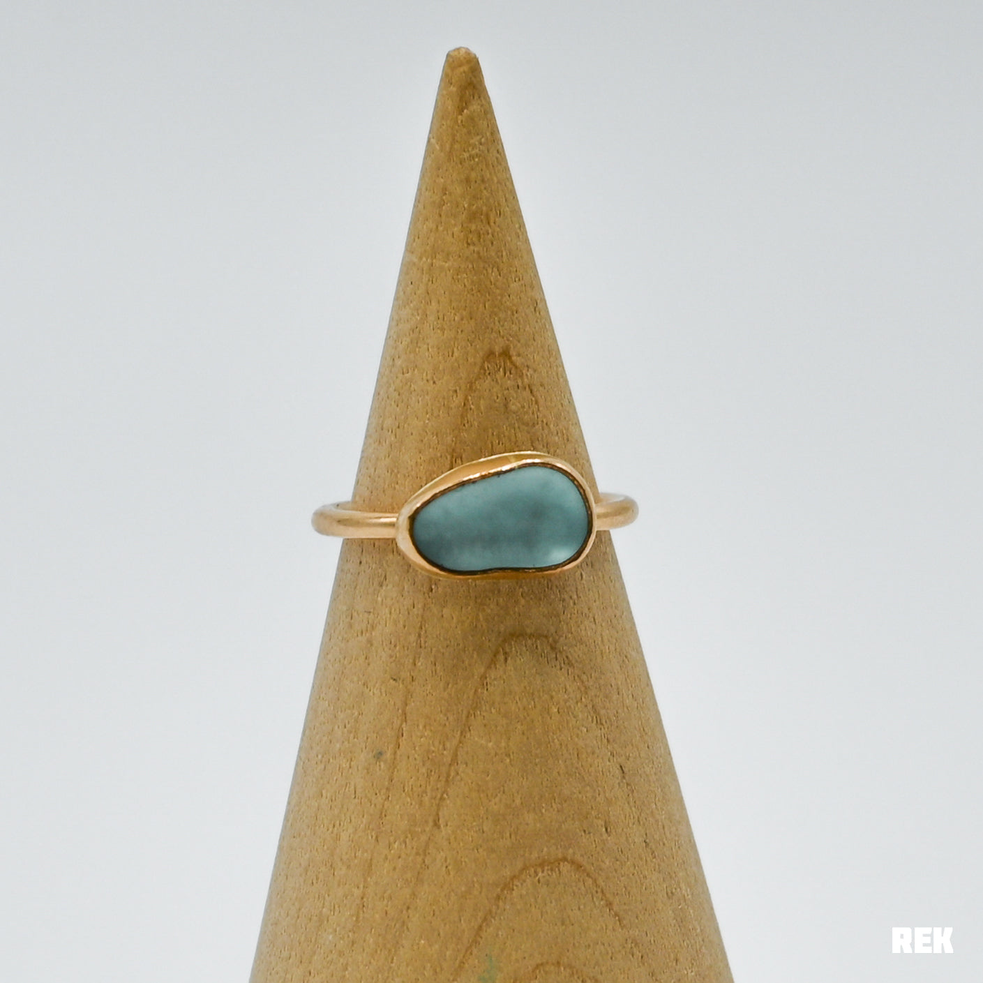 Gold fill aqua sea glass horizontal size 5.5