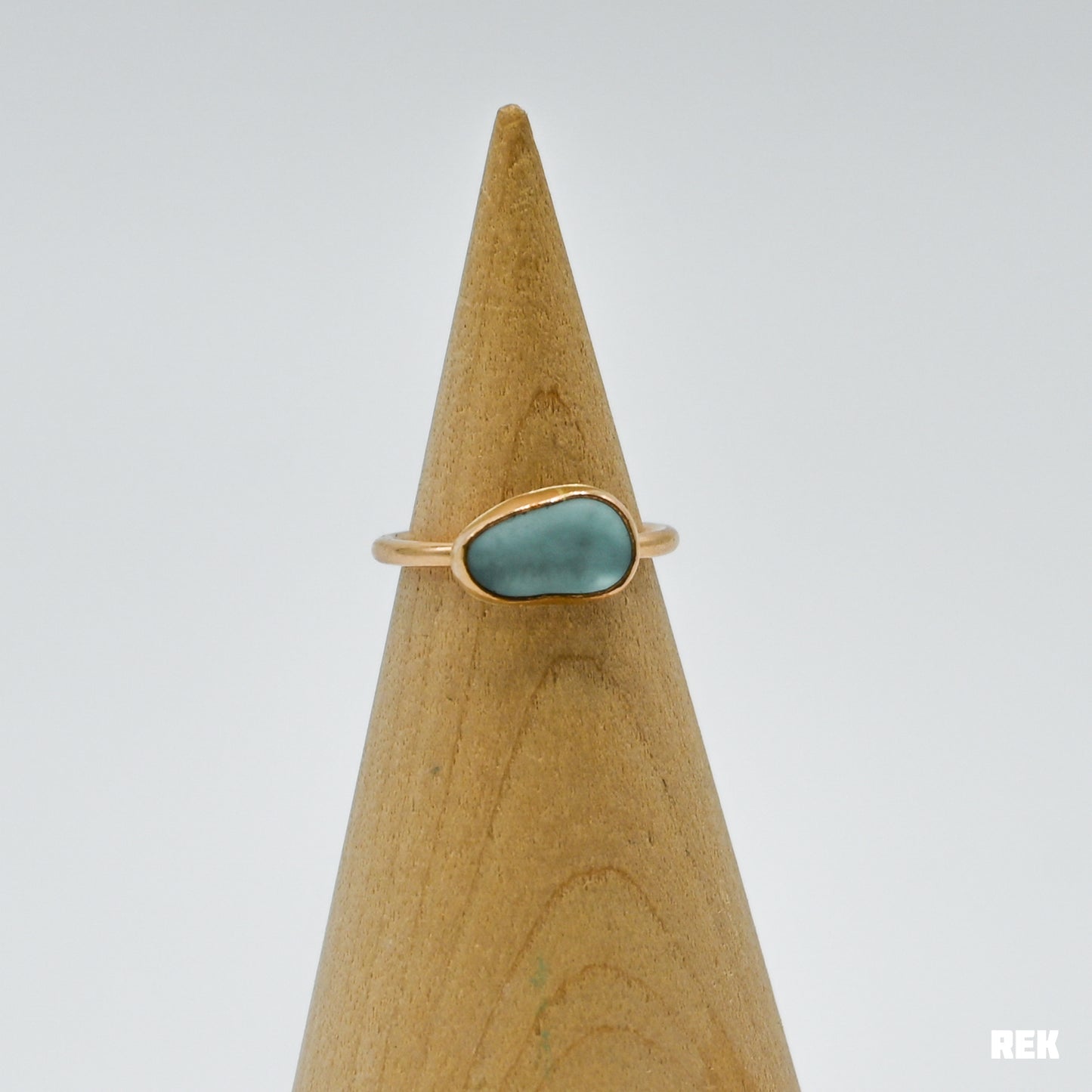 Gold fill aqua sea glass horizontal size 5.5
