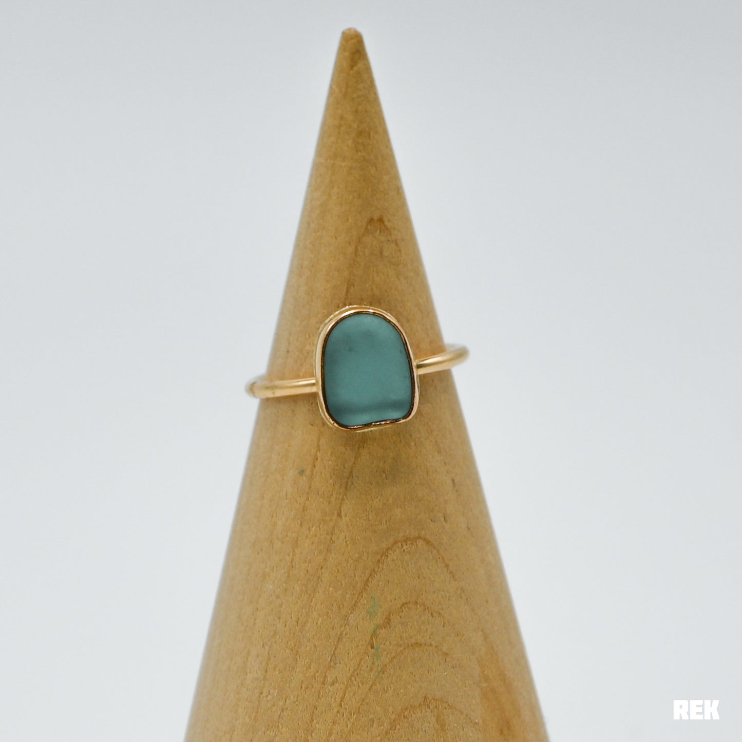 Gold fill aqua sea glass size 8