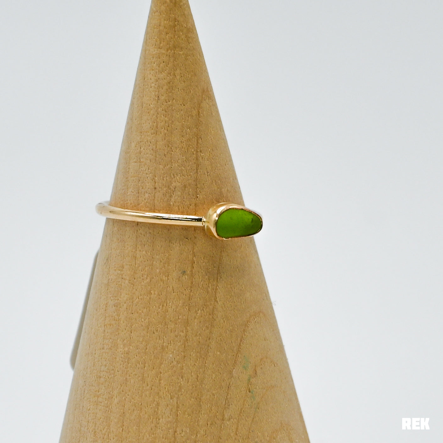 Gold fill horizontal lime sea glass size 9