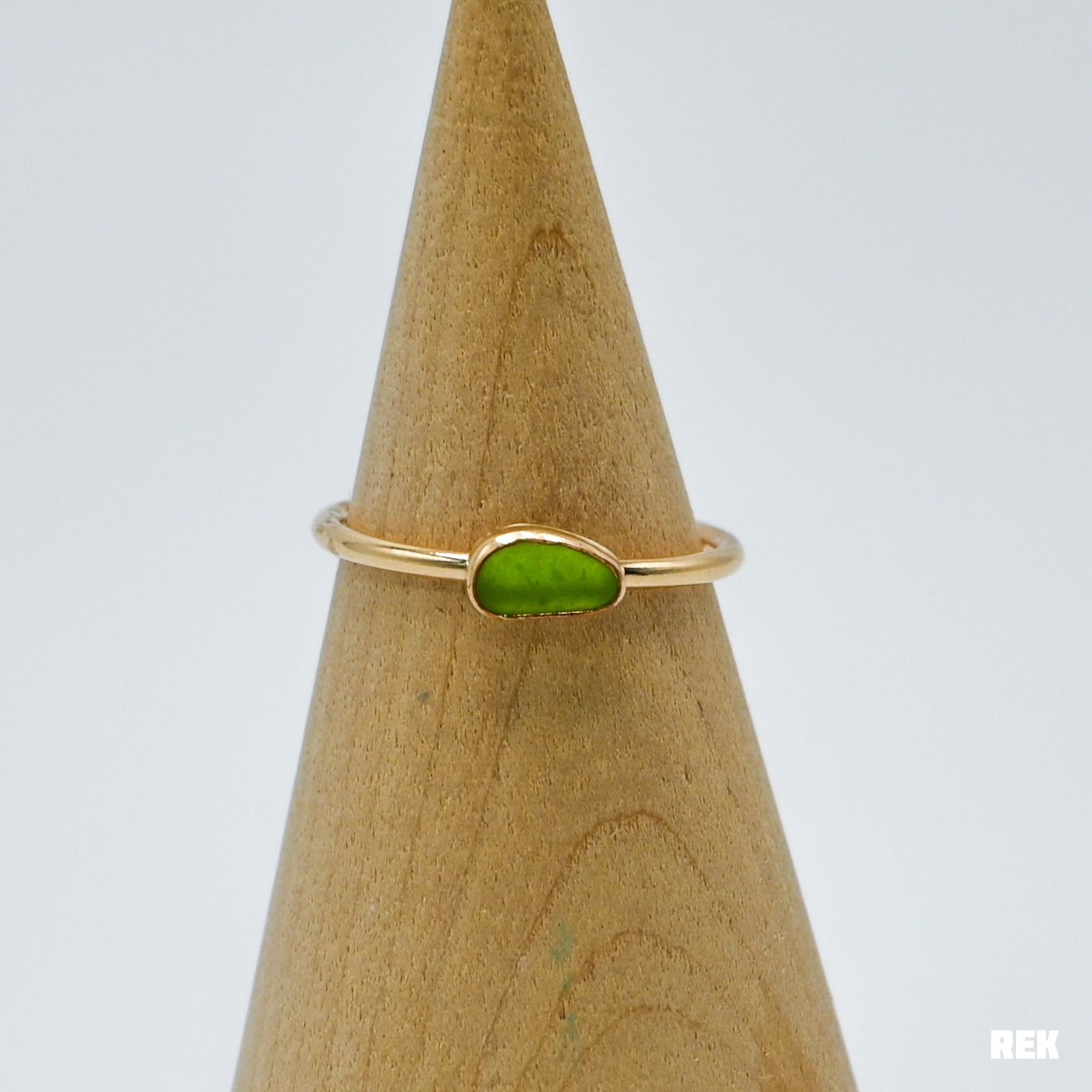Gold fill horizontal lime sea glass size 9