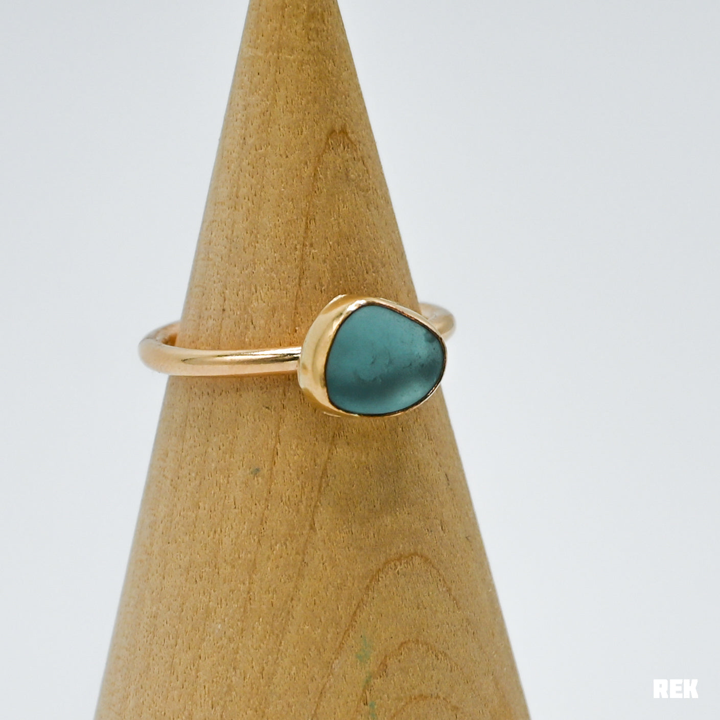 Gold fill aqua sea glass size 8.25
