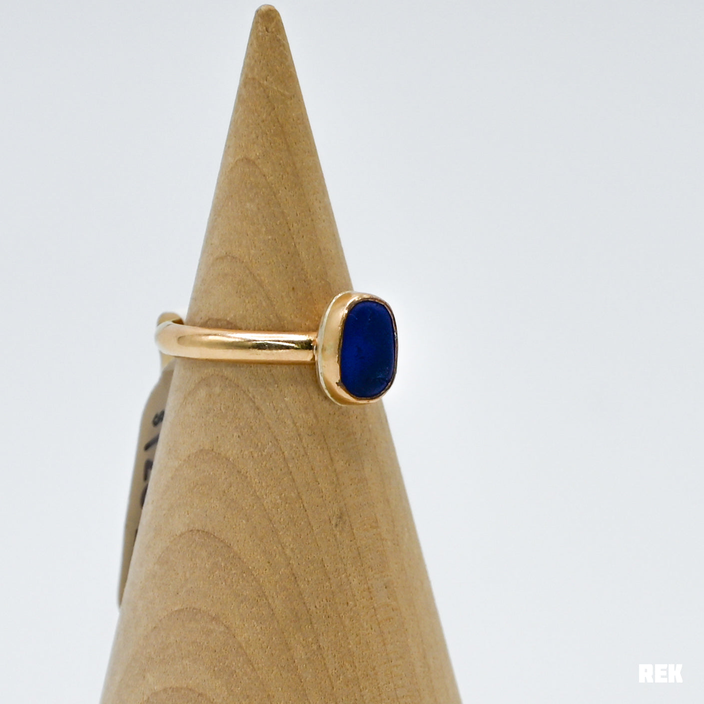 Gold fill cobalt sea glass size 5