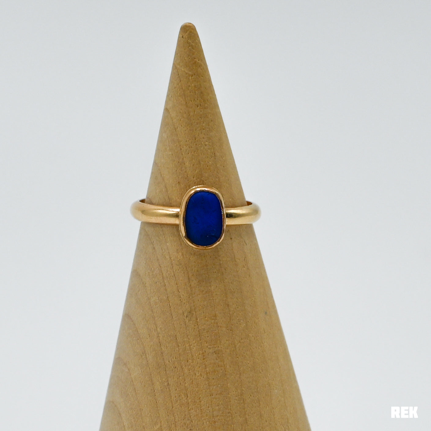 Gold fill cobalt sea glass size 5