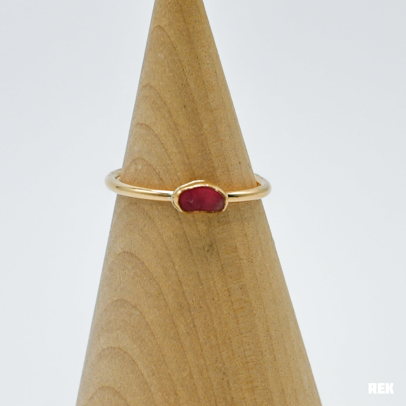 Gold fill dark pink horizontal sea glass size 8.5