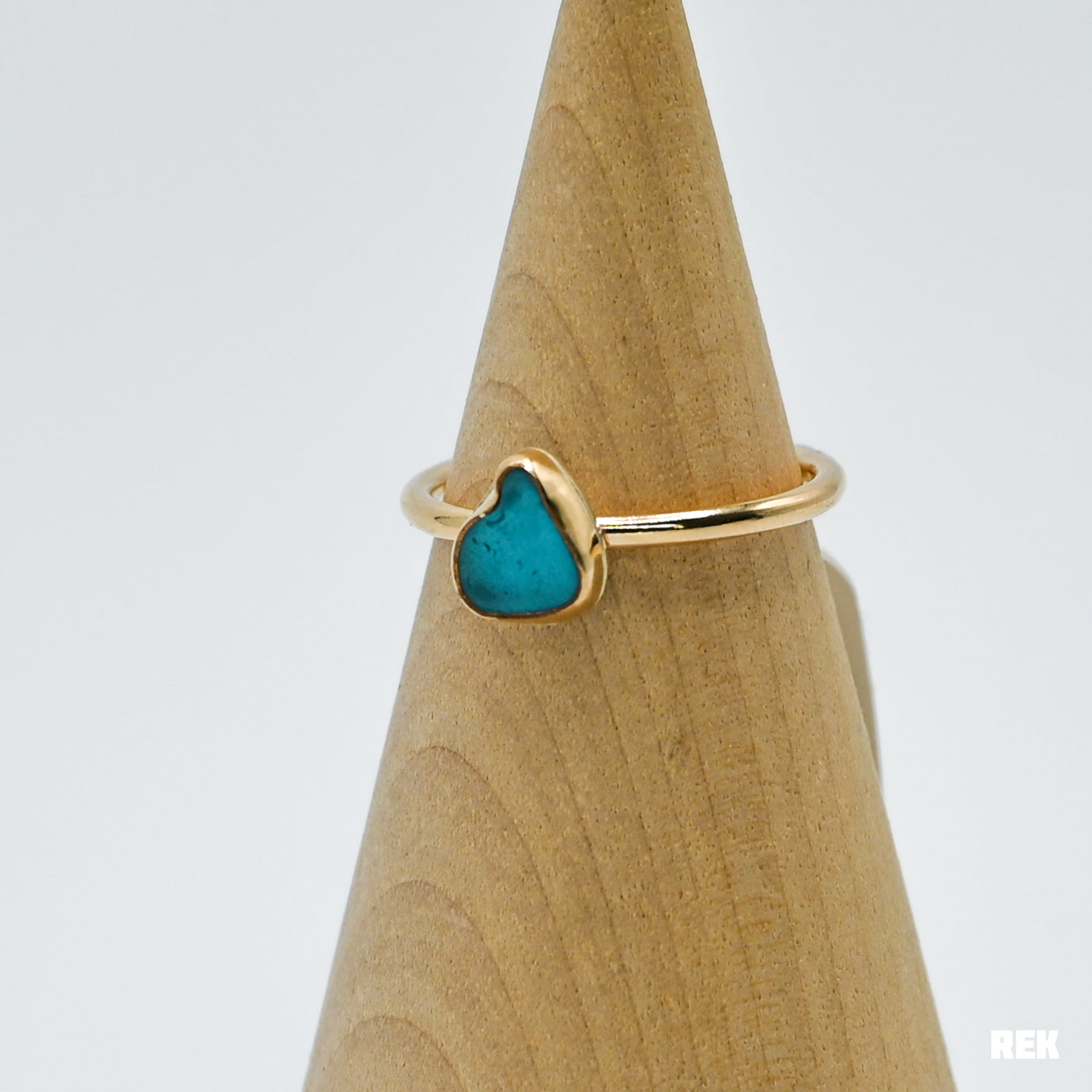 Gold fill turquoise sea glass size 6.75