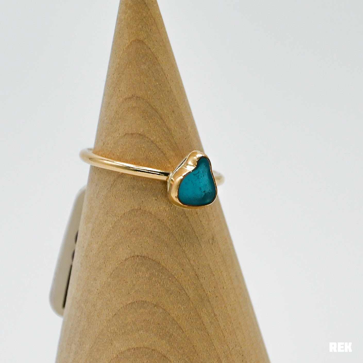Gold fill turquoise sea glass size 6.75