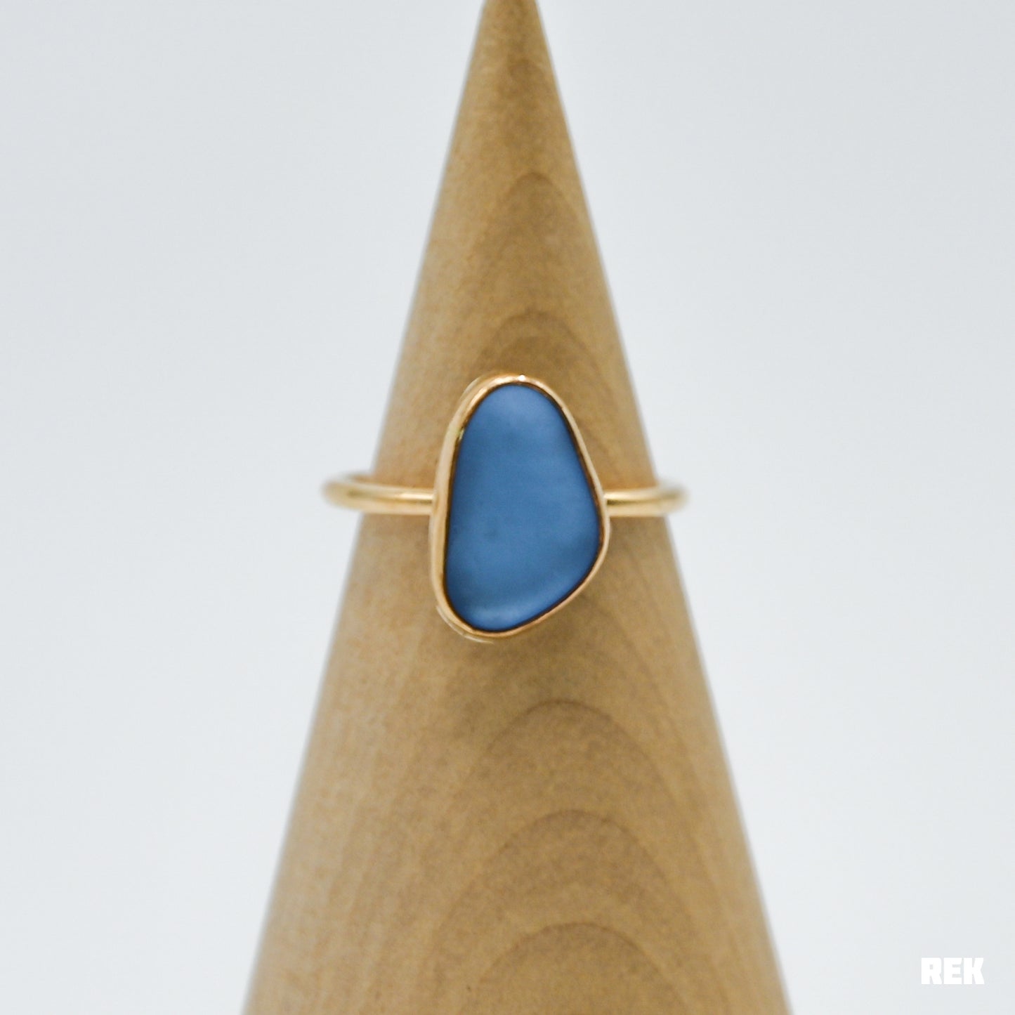 Gold fill large cornflower sea glass size 7.25