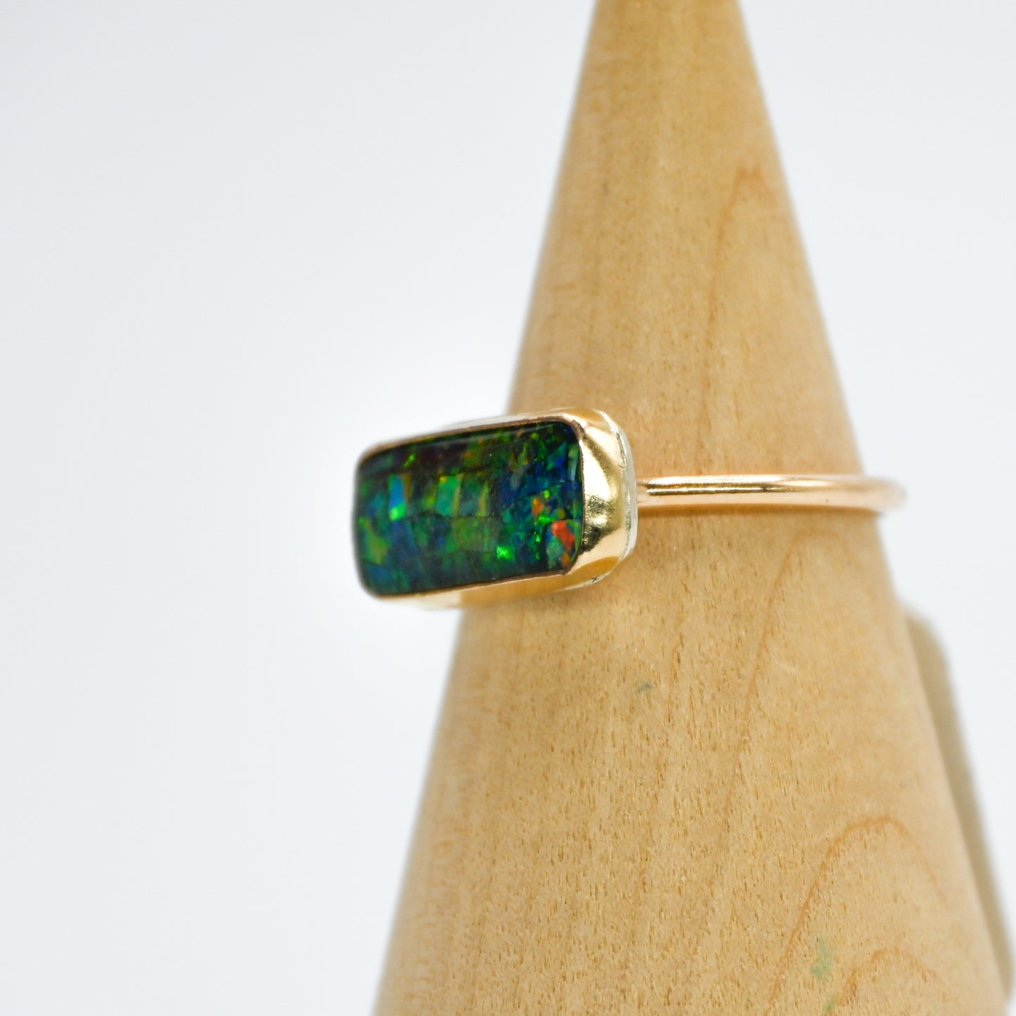 Gold fill horizontal mosaic opal size 8