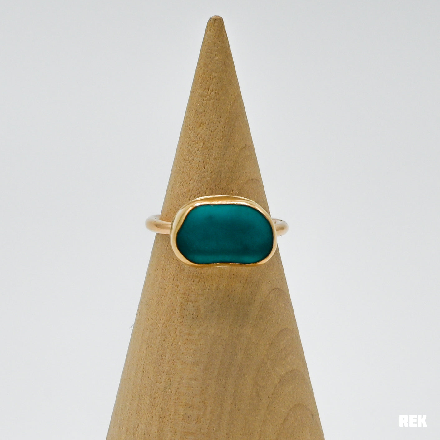 Gold fill xxl rare teal sea glass horizontal size 7.25