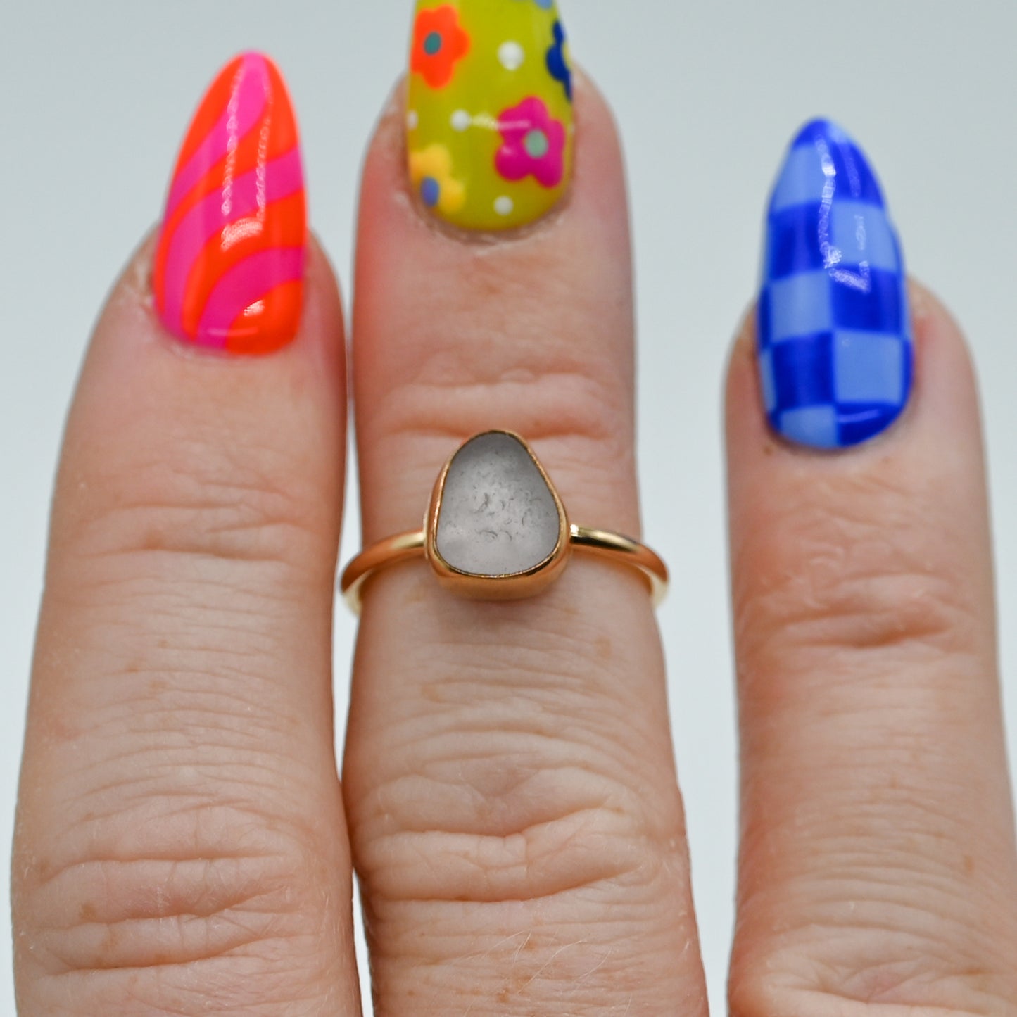 Gold fill lavender sea glass Size 5