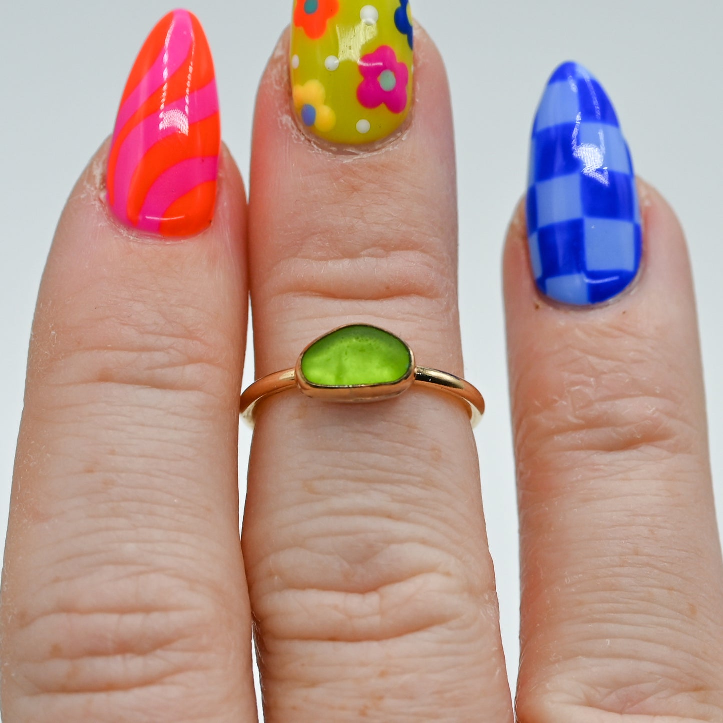 Gold fill lime green sea glass size 5.25