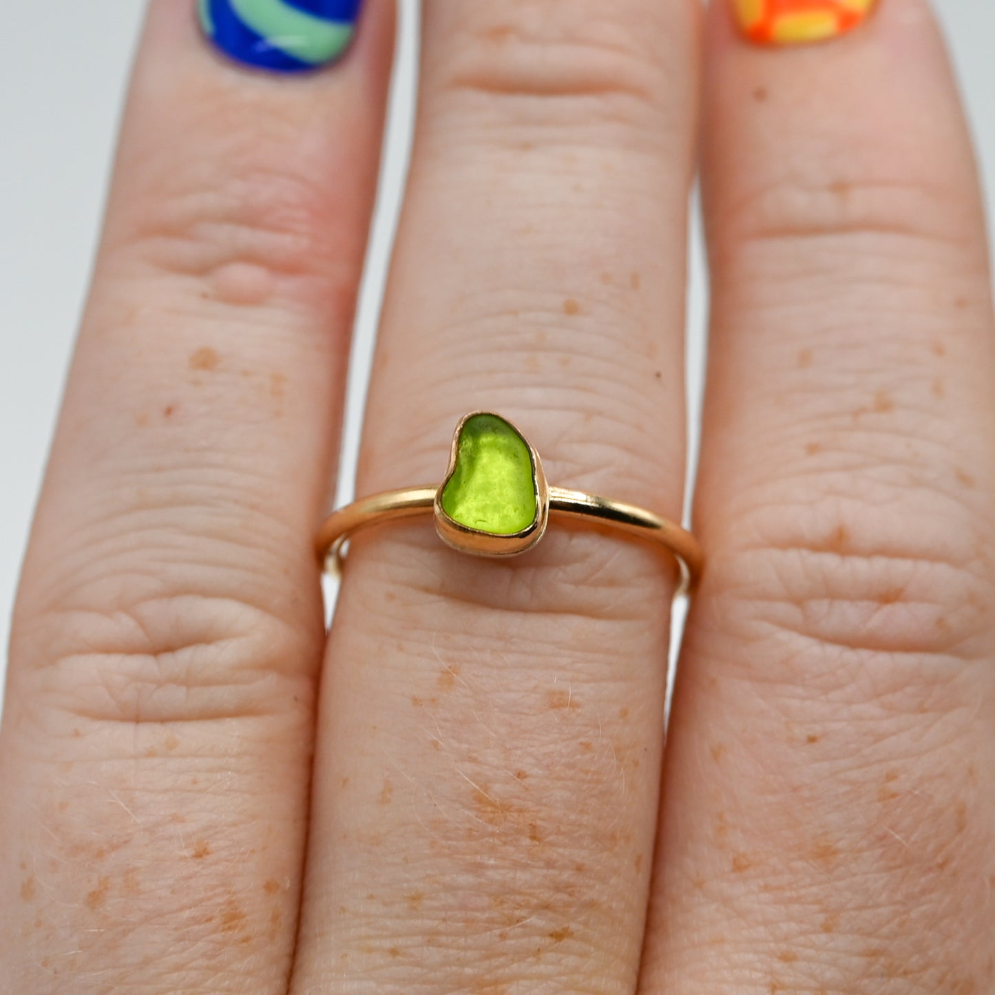 Gold fill lime green sea glass size 7.75