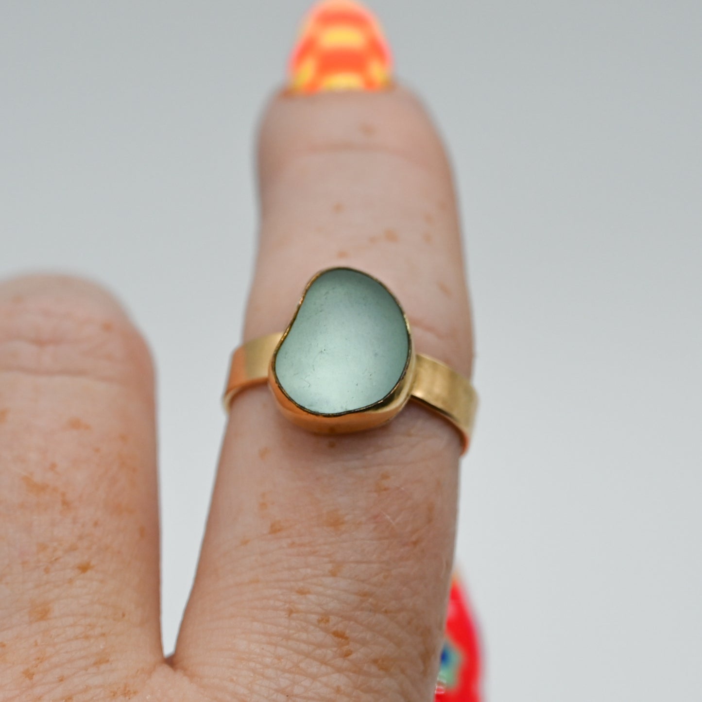 Gold fill aqua sea glass size 7.75