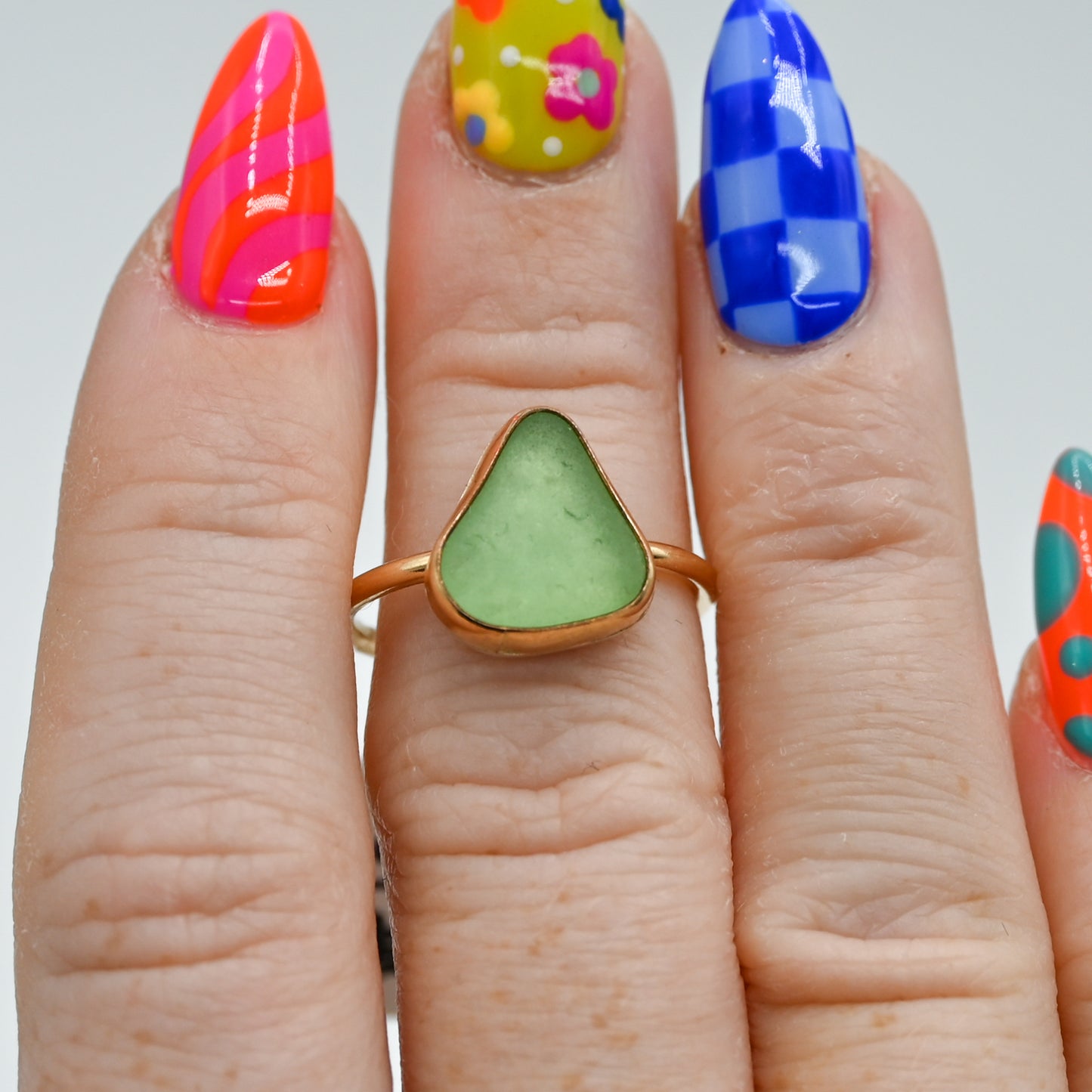 Gold fill wintergreen sea glass size 8