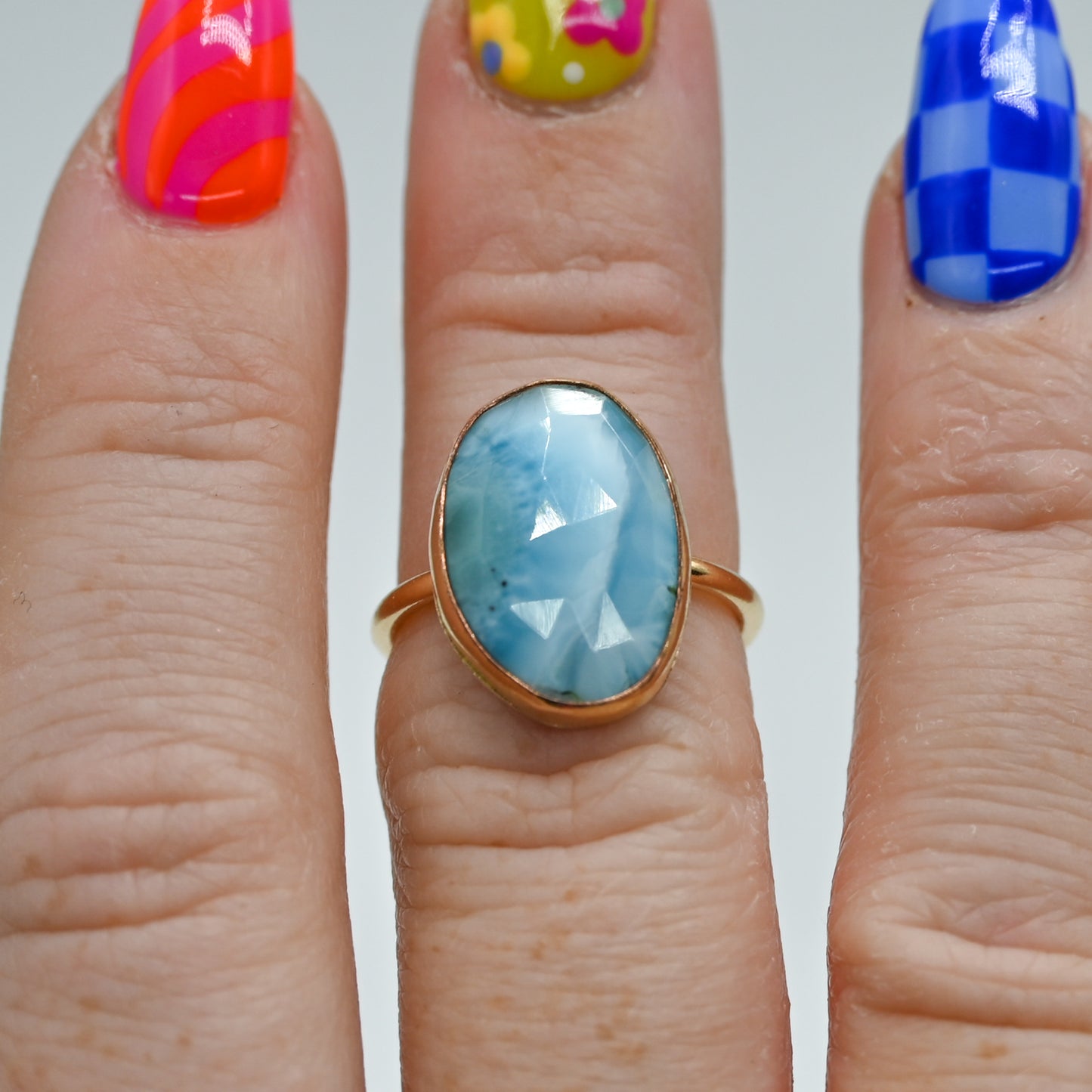 Gold fill xl rose cut Larimar size 6