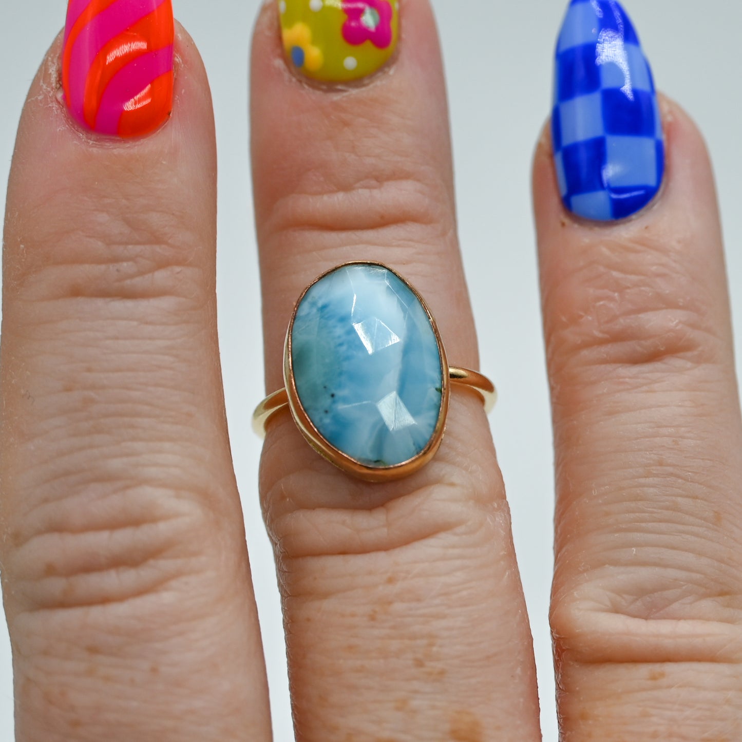 Gold fill xl rose cut Larimar size 6