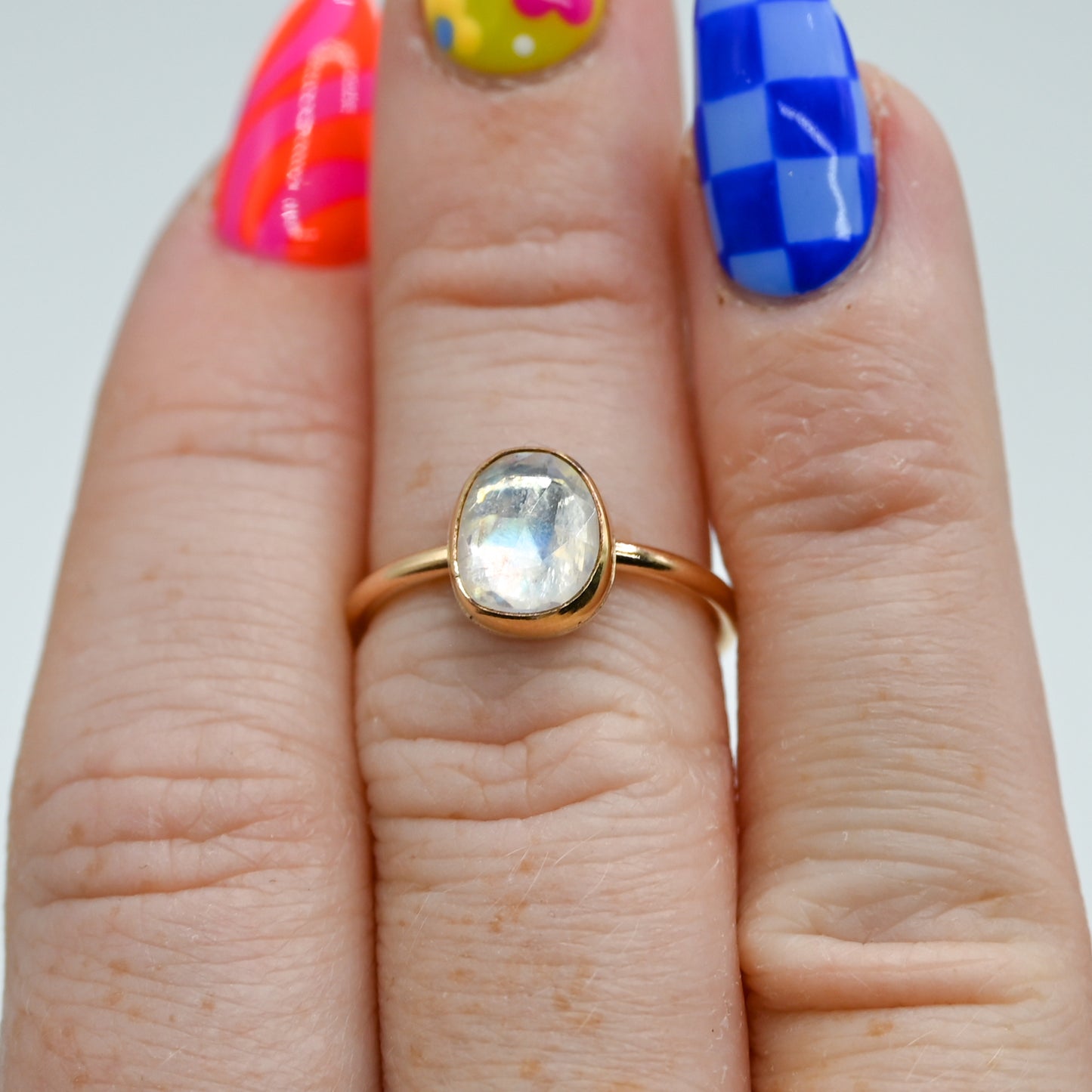 Gold fill rose cut moonstone size 6.25