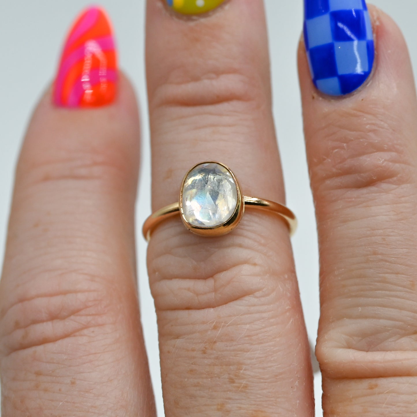 Gold fill rose cut moonstone size 6.25