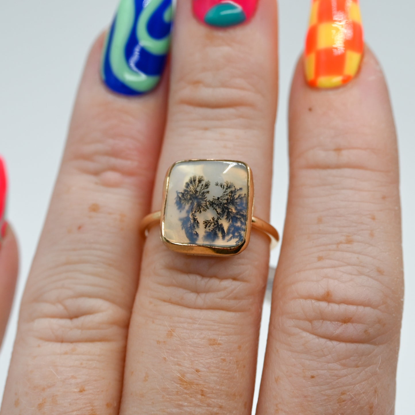 Gold fill dendritic agate size 6.25