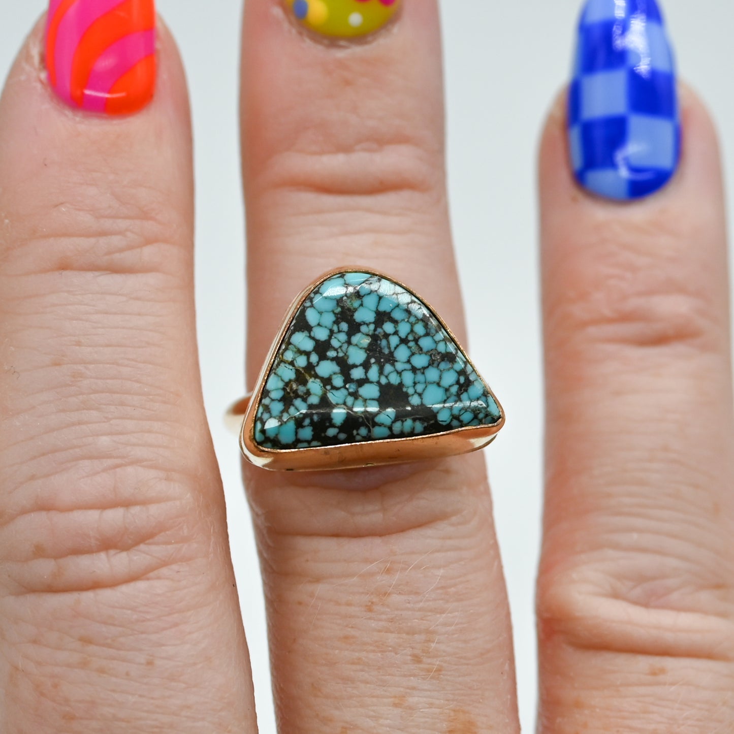 Gold fill xxl Nevada spiderweb turquoise size 6.5