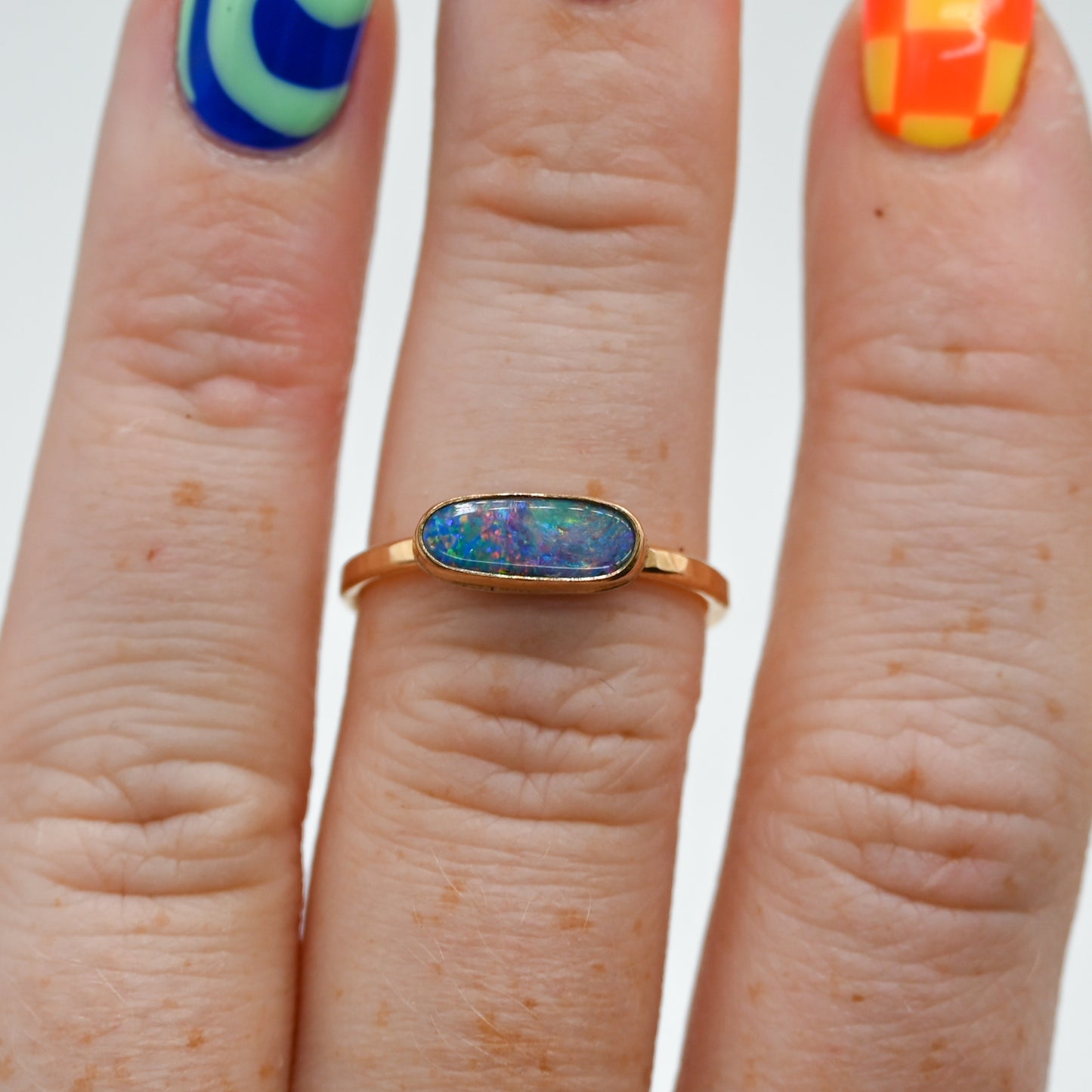 Gold fill horizontal Australian opal size 6.75