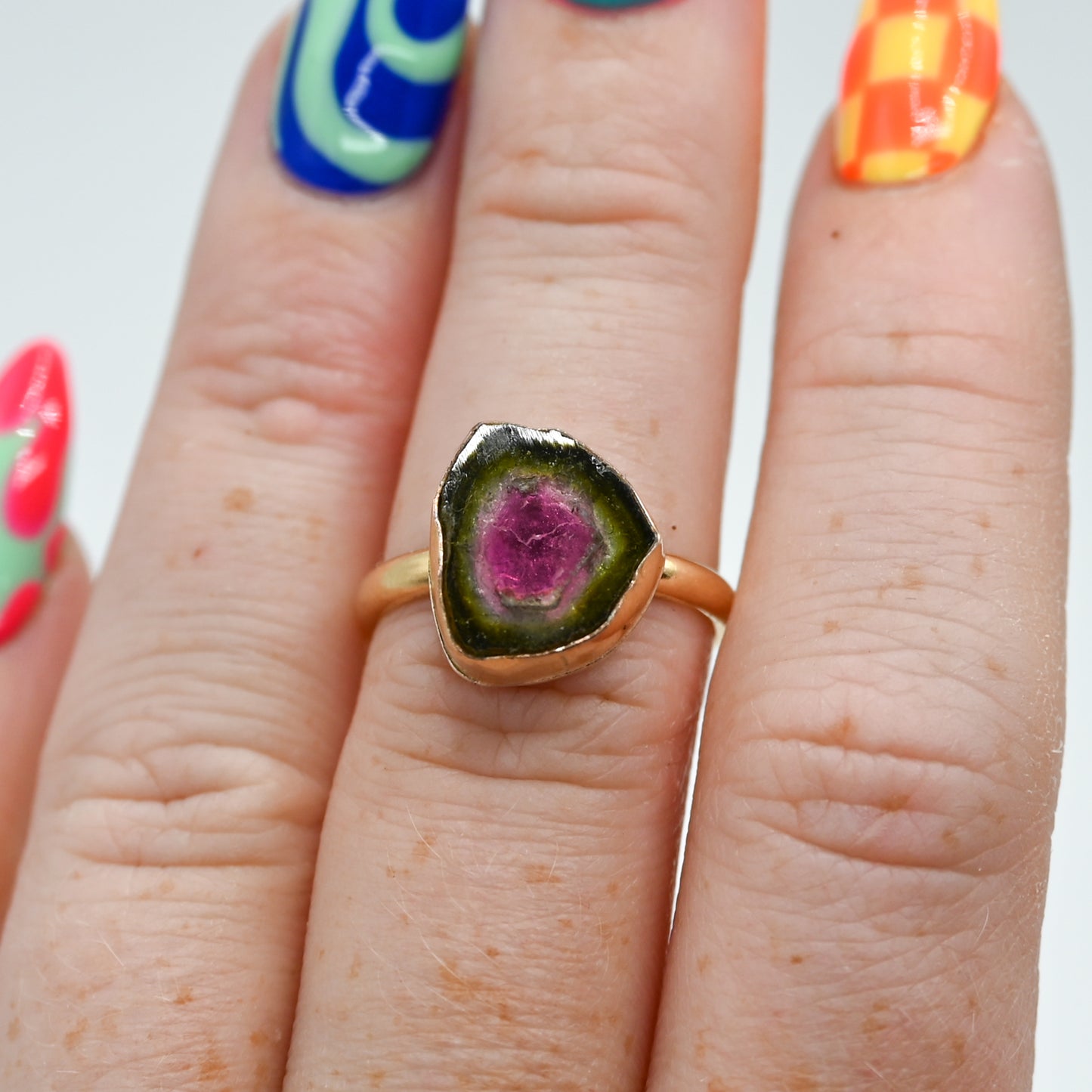 Gold fill watermelon tourmaline size 7