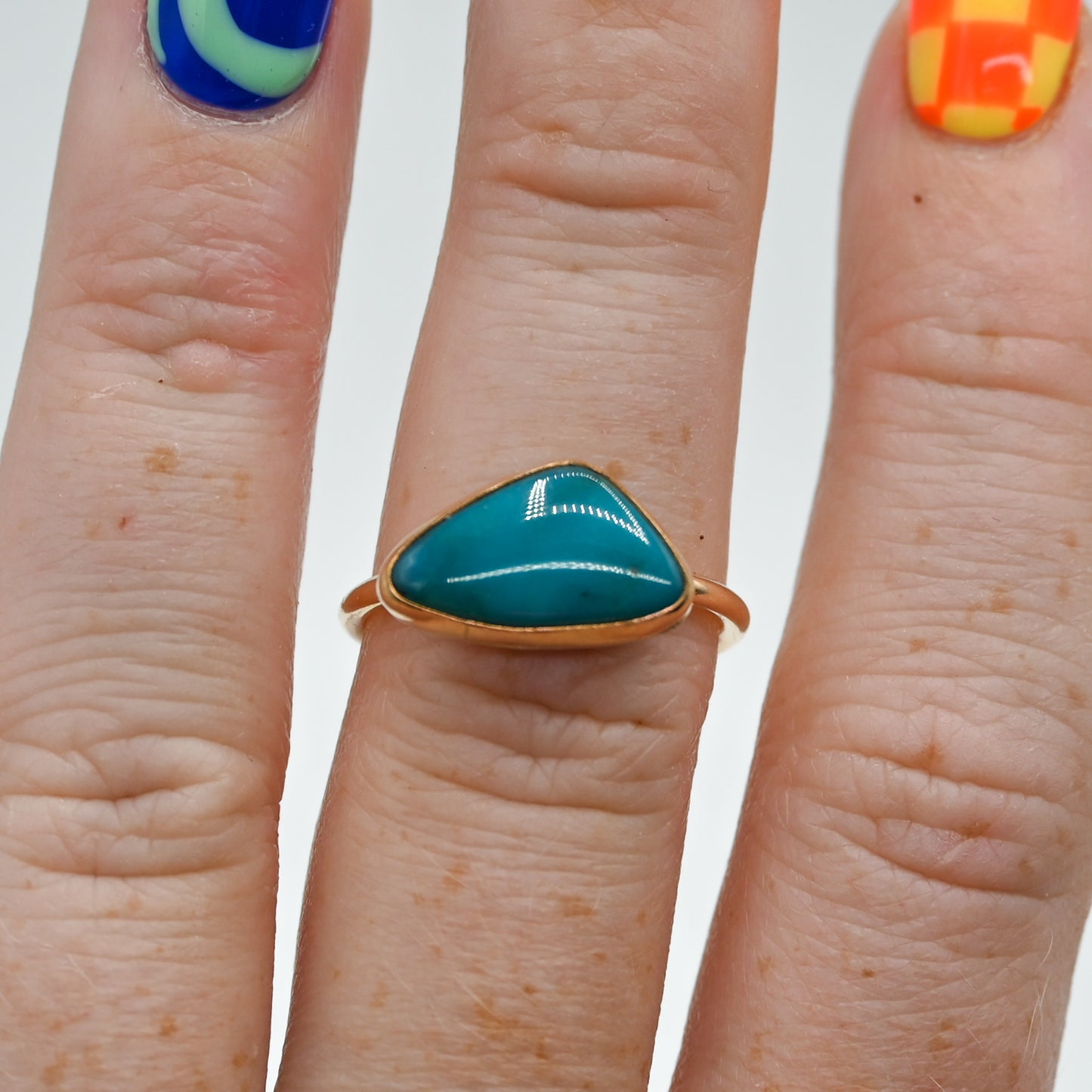 Gold fill horizontal Ma'anshan turquoise size 7