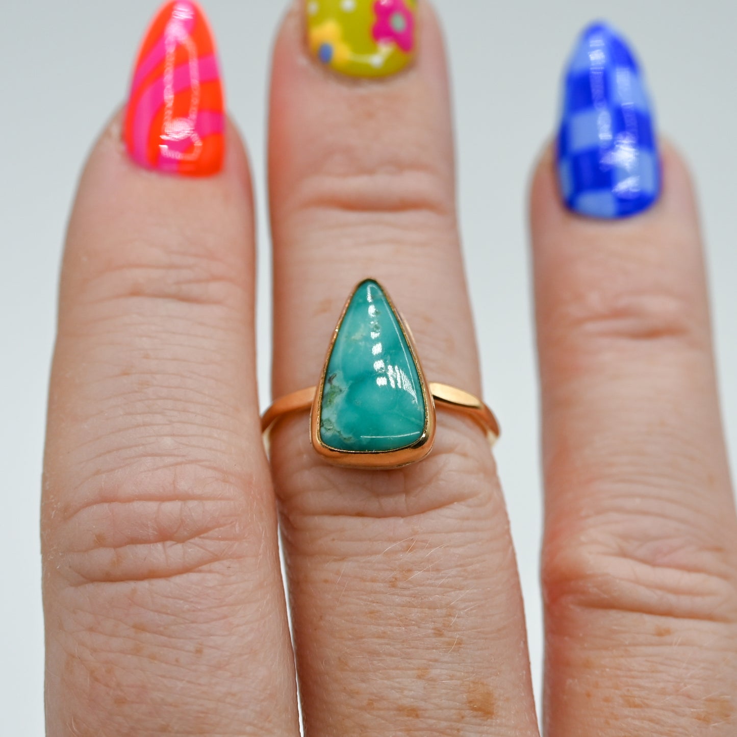 Gold fill campitos turquoise size 7