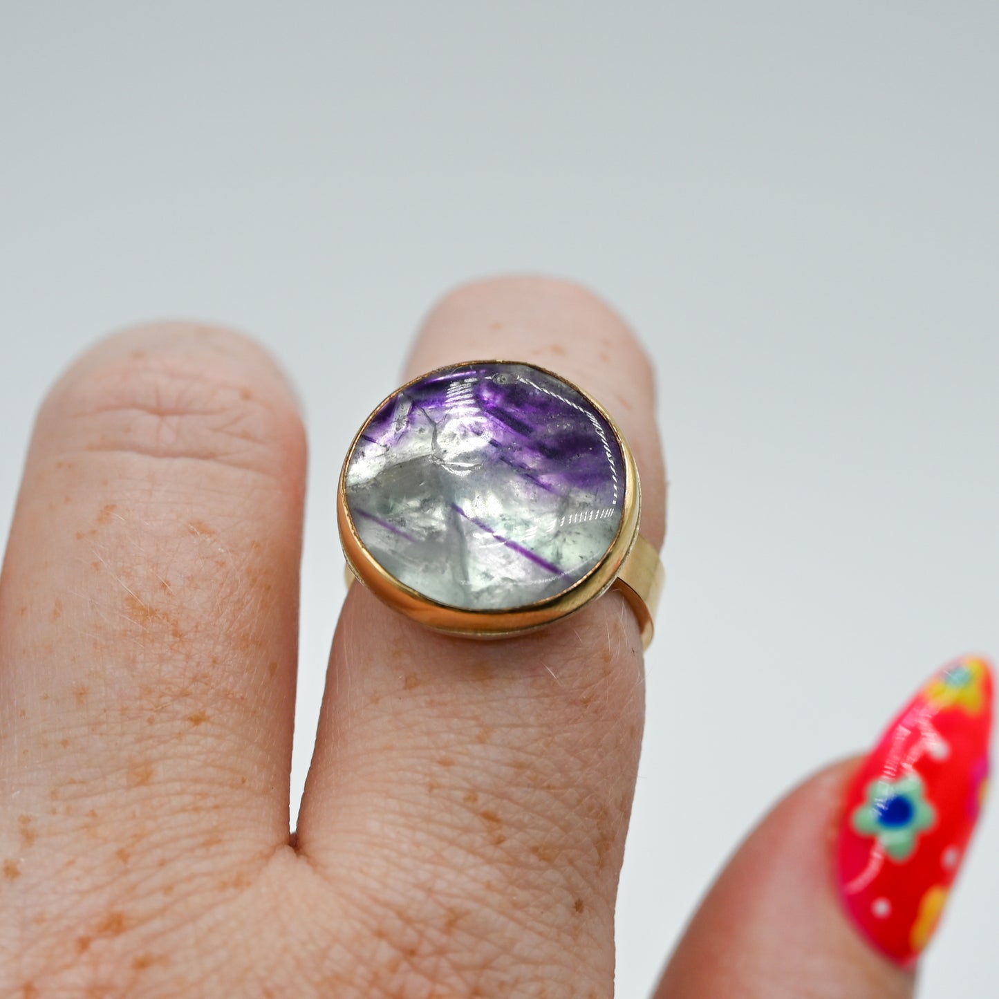 Gold fill xxl round flourite size 7.5