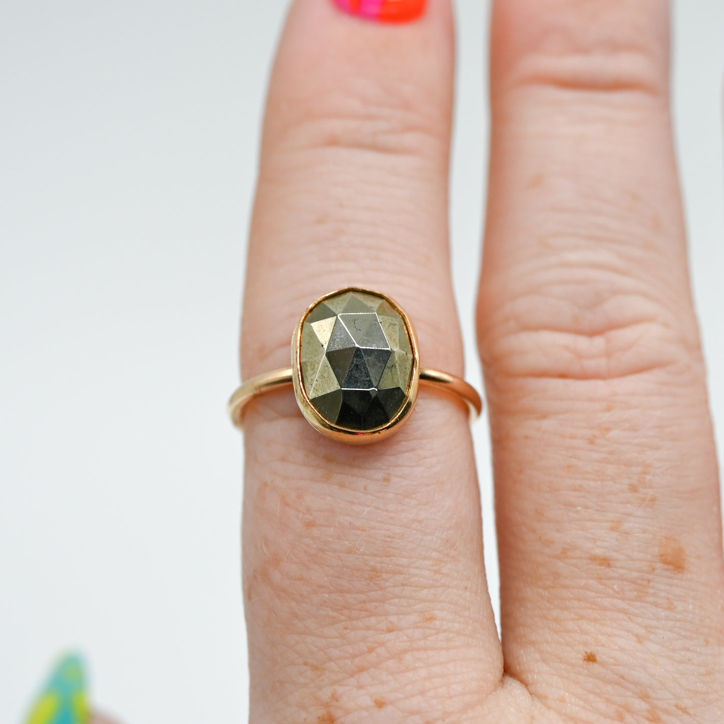 Gold fill rose cut pyrite size 7.75