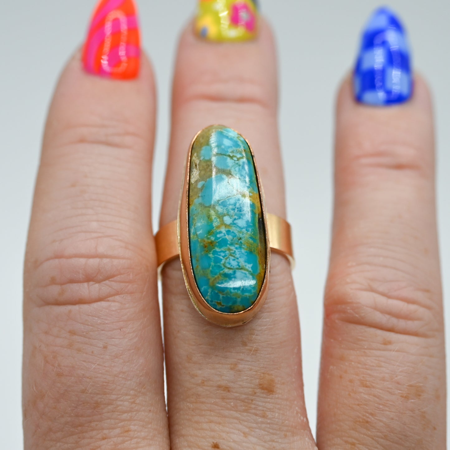 Gold fill xxl kingman turquoise size 8