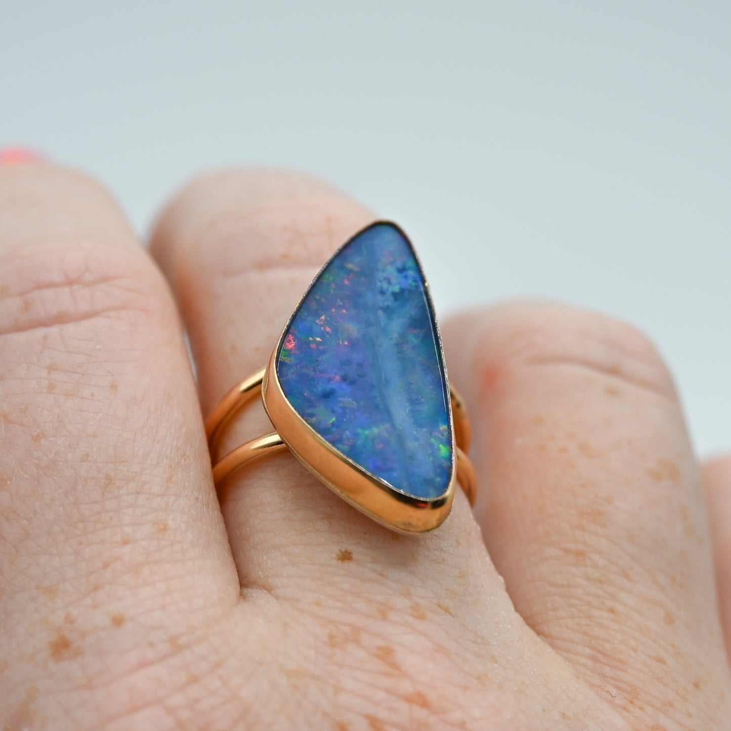 Gold fill xxl double band Australian Opal size 8.5