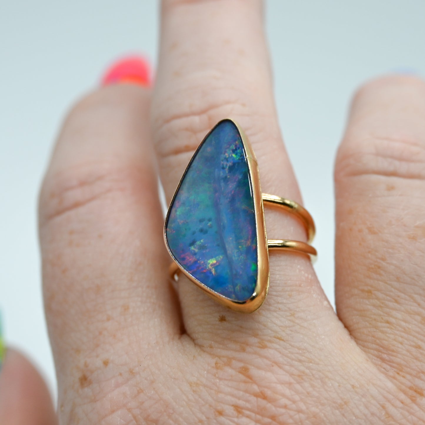 Gold fill xxl double band Australian Opal size 8.5