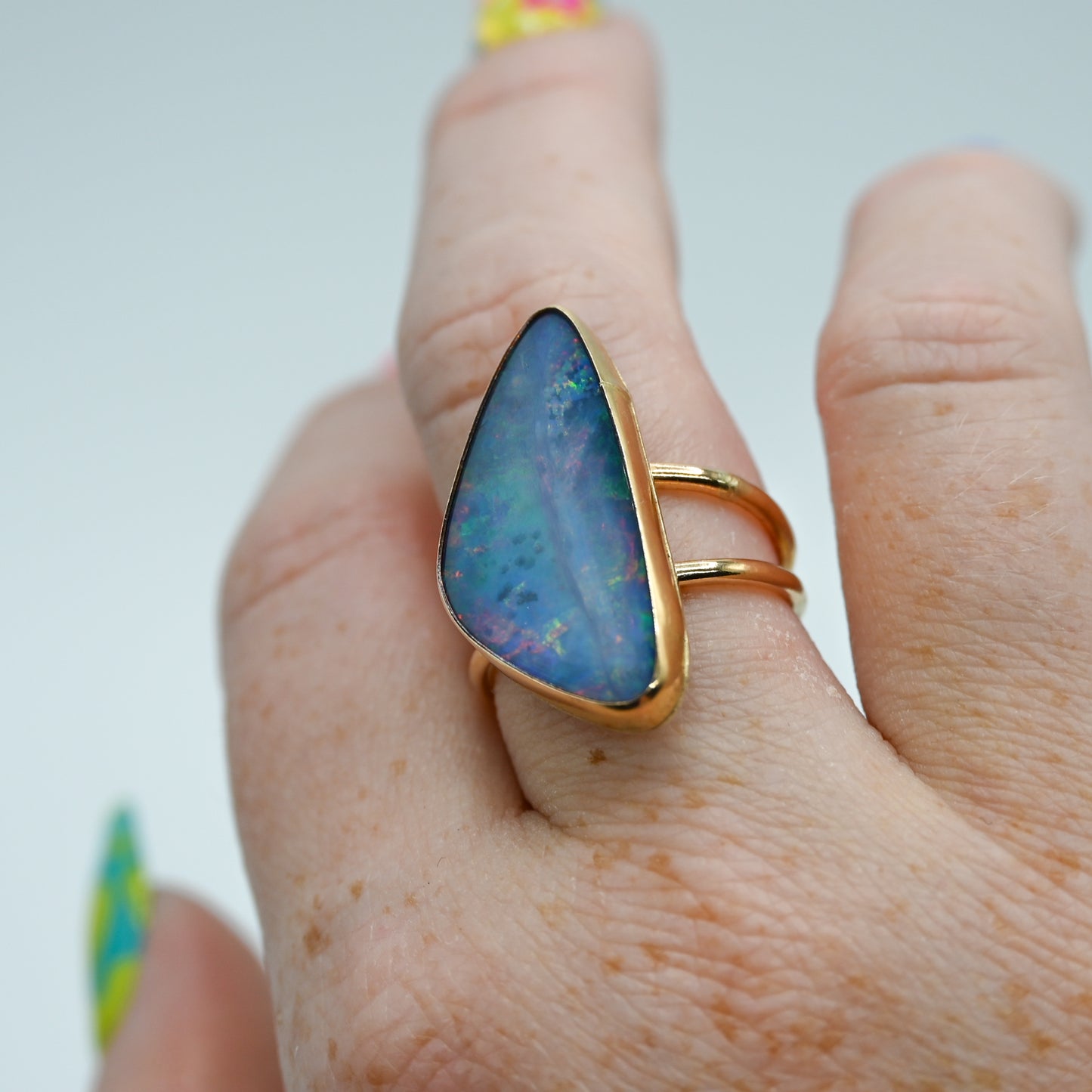 Gold fill xxl double band Australian Opal size 8.5