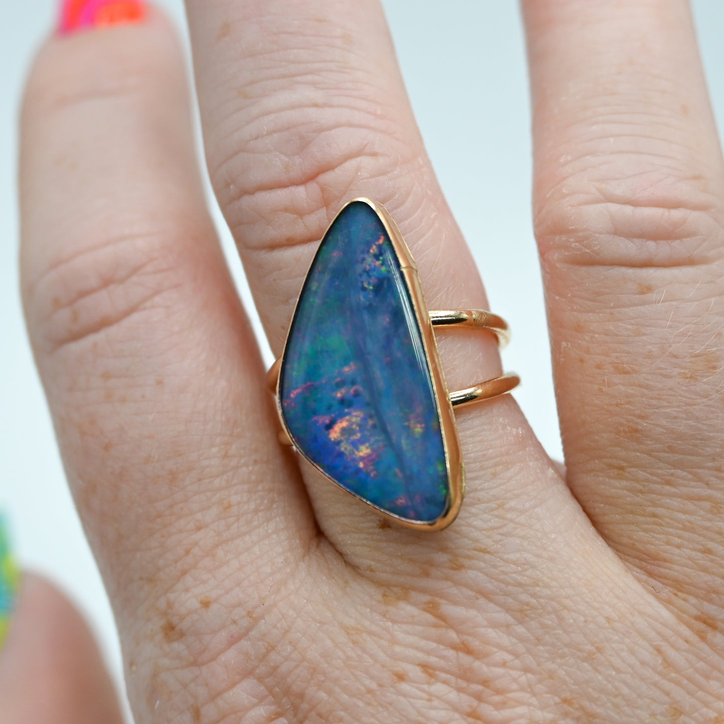 Gold fill xxl double band Australian Opal size 8.5