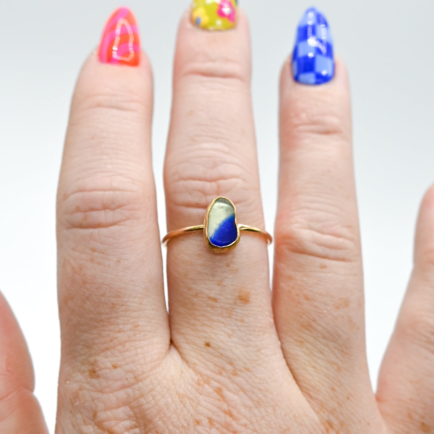 14k solid gold davenport UV Sea glass size 6.75