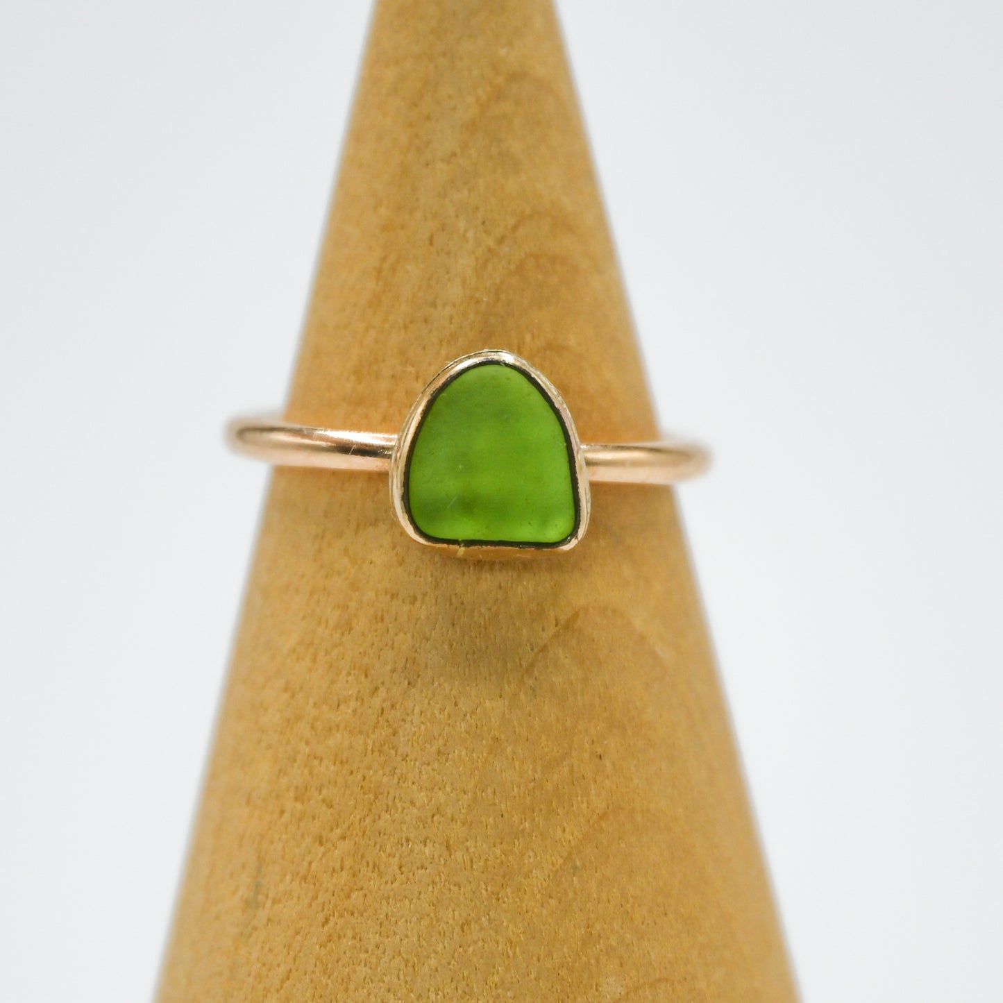 Gold fill lime sea glass size 4