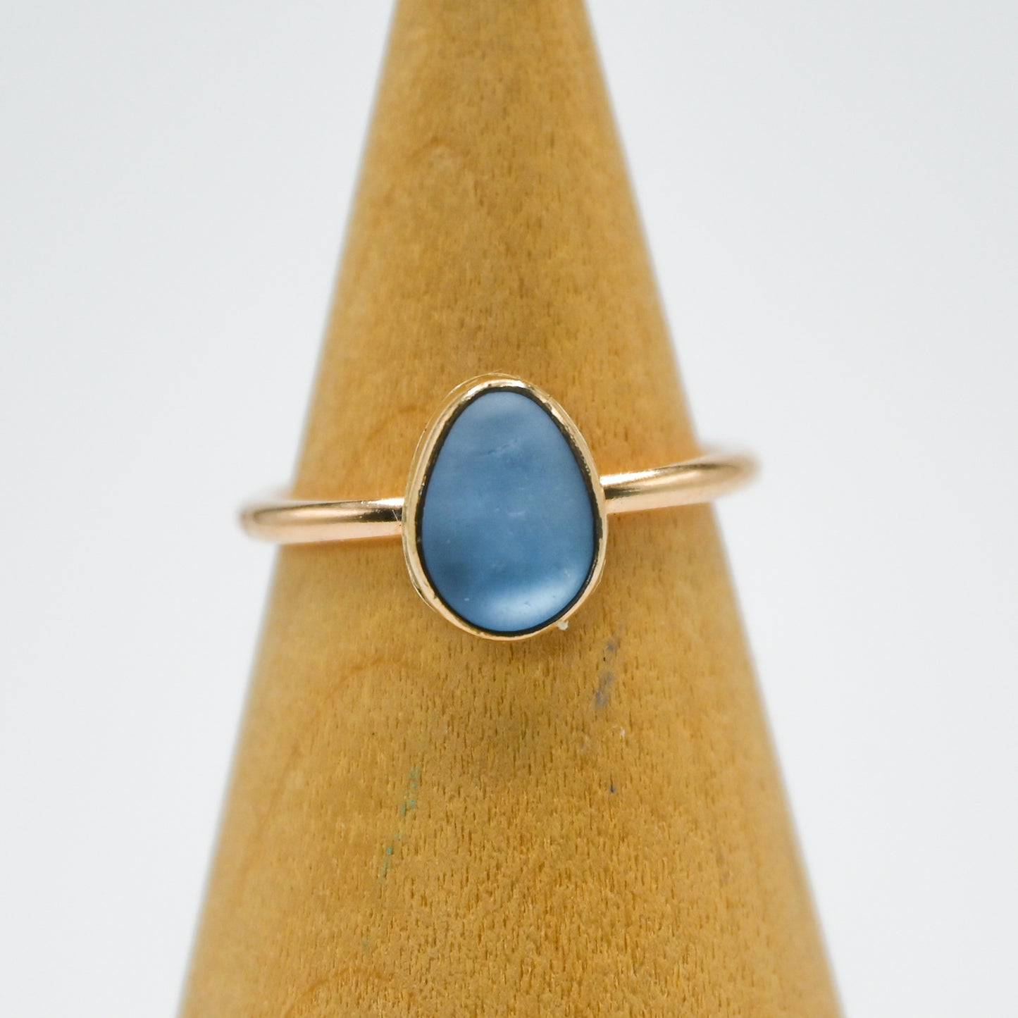 Gold fill cornflower sea glass size 5