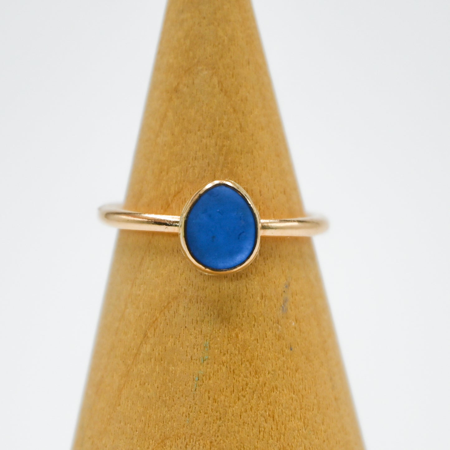 Gold fill dark cornflower/cobalt sea glass size 5