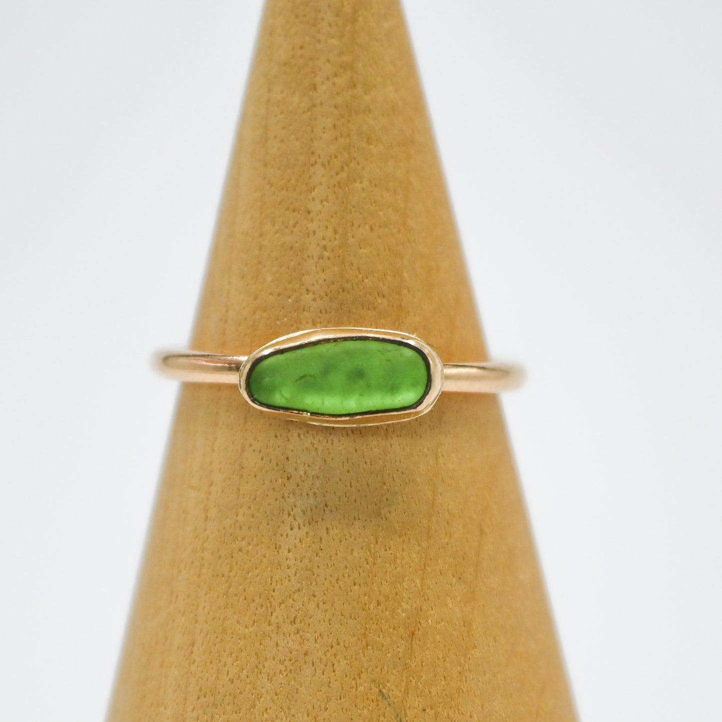 Gold fill lime sea glass horizontal size 5.5